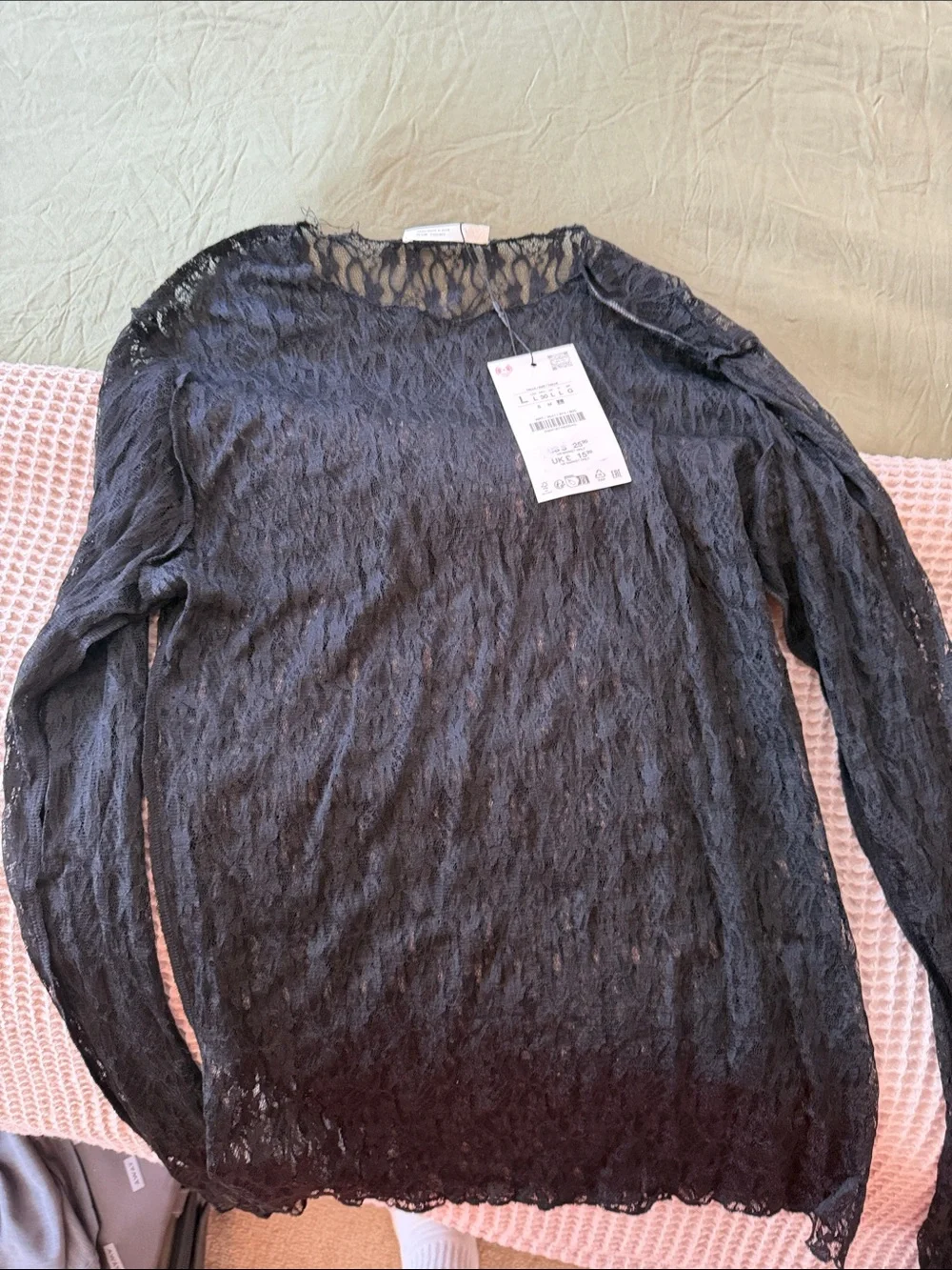 NWT Zara Black Lace Long-Sleeve Women's Top